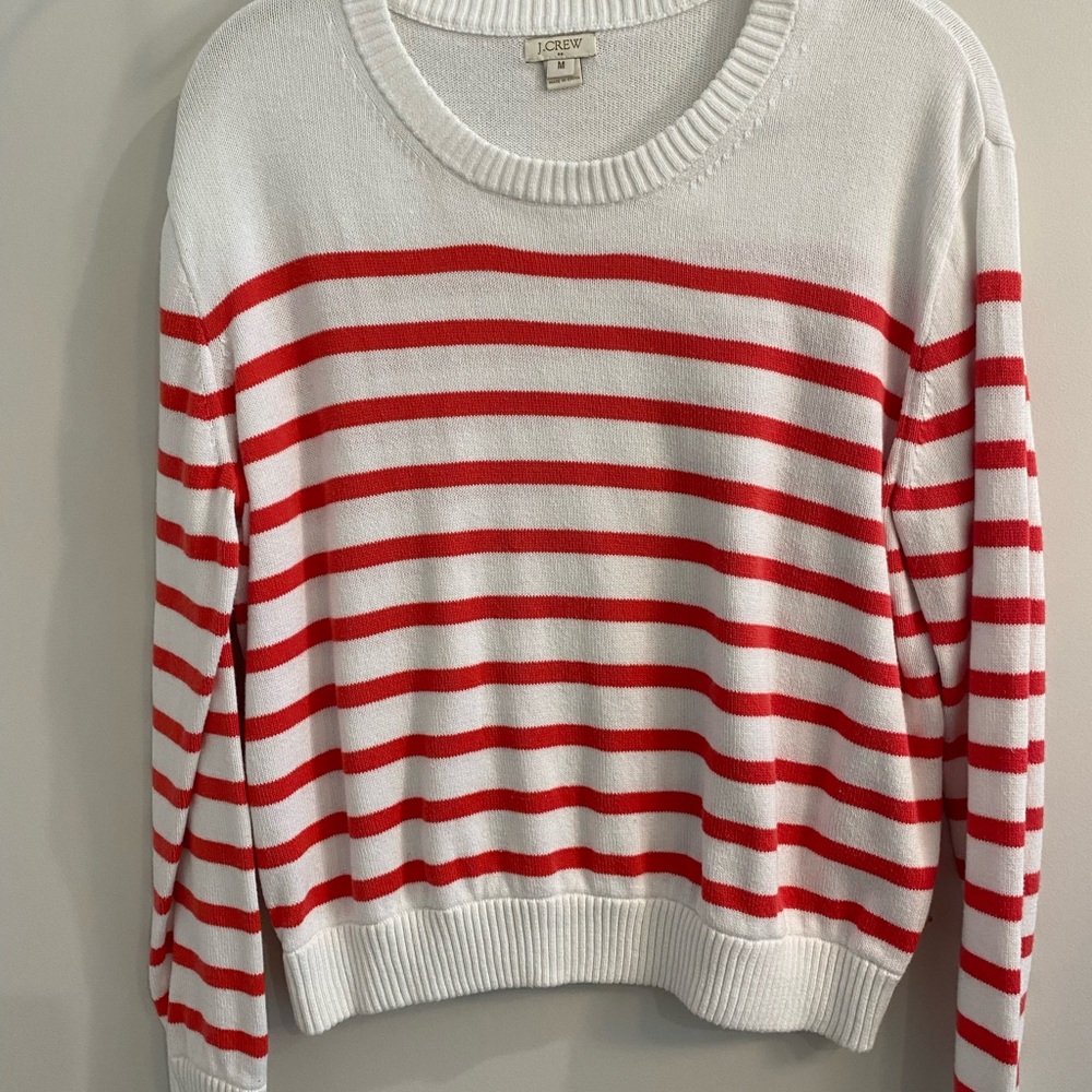Coral & White Striped Sweater | J Crew